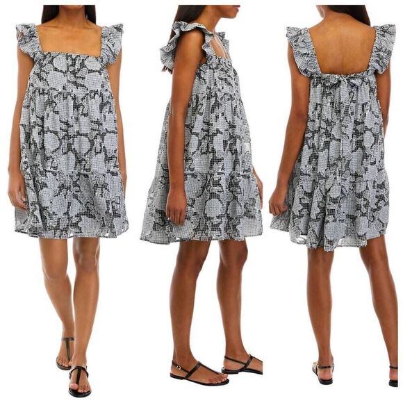 Crown & Ivy Tiered Ruffle Burnout Sleeveless Swing Mini Dress Size XL - Picture 1 of 11